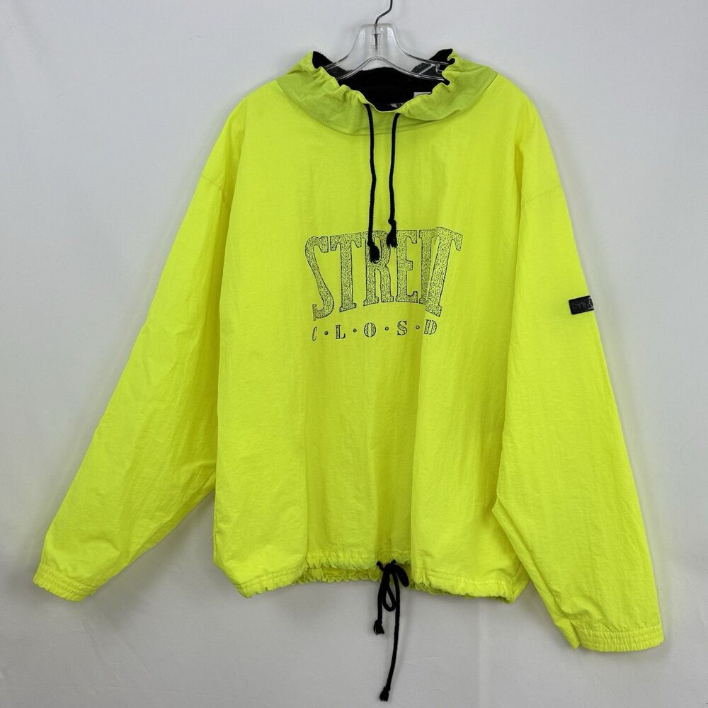Vintage 90s Street-Closed Pullover Size S/M Jacket Oversized Neon Green